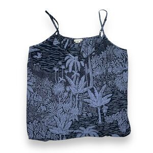 Desmond Dempsey x H&M Tropical Palm Print Cami Tank Top Navy Blue Womens Med‎